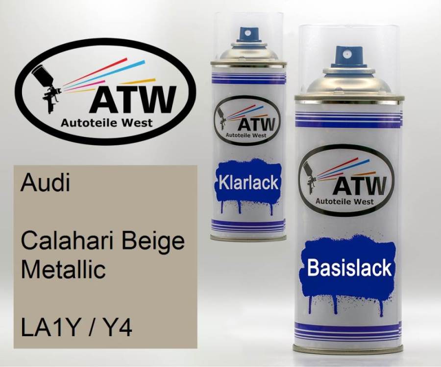 Audi, Calahari Beige Metallic, LA1Y / Y4: 400ml Sprühdose + 400ml Klarlack - Set, von ATW Autoteile West.